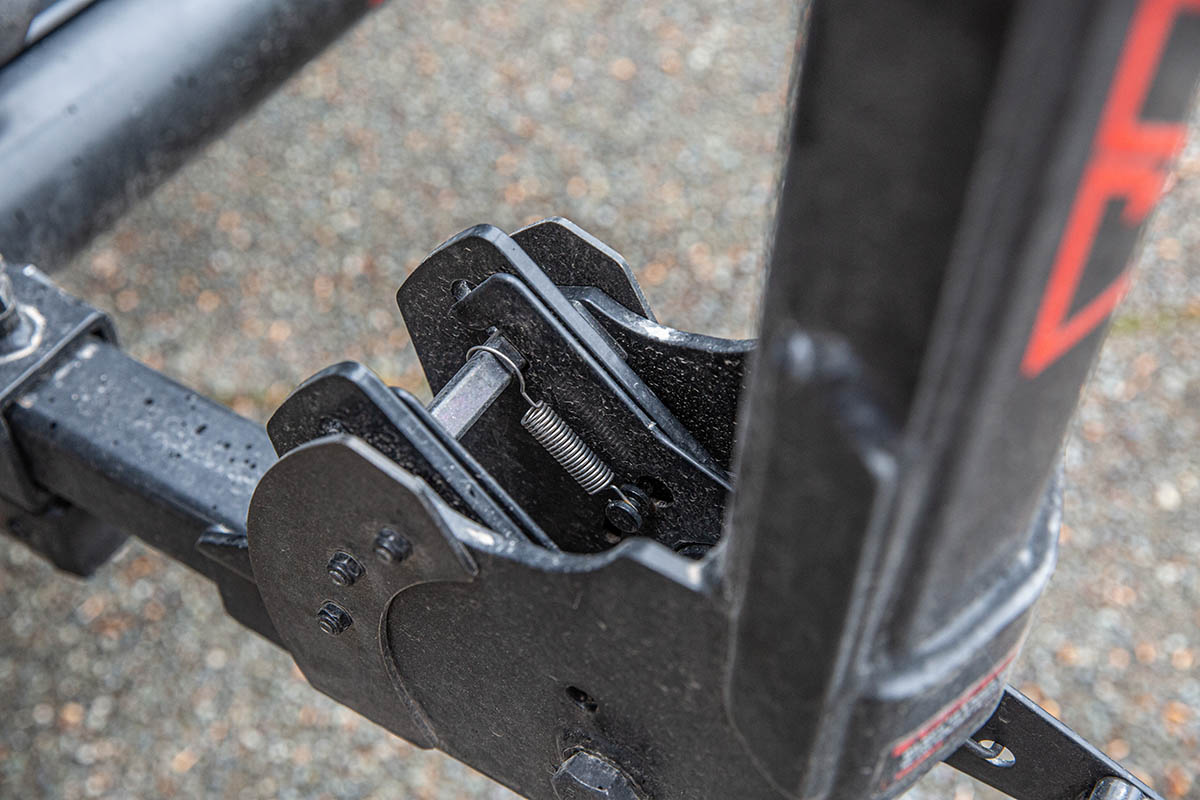 ​​Yakima HangTight 4 hitch bike rack (closeup inside tilt mechanism)
